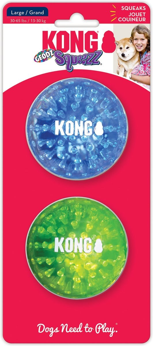 KONG Squeezz Geodz Squeaky Dog Toy, Large, 2 count