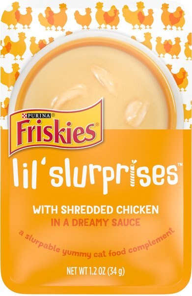 Friskies Lil’ Slurprises With Shredded Chicken in Dreamy Sauce Wet Cat Food Topper, 1.2-oz pouch, case of 16 slide 1 of 10
