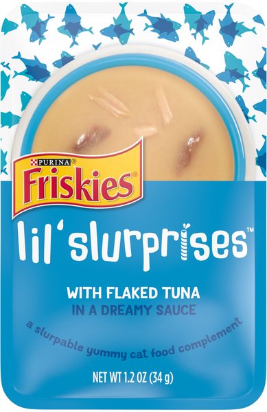 FRISKIES Lil Slurprises with Flaked Tuna in Dreamy Sauce Wet Cat Food Topper 1.2 oz pouch case of 16 Chewy