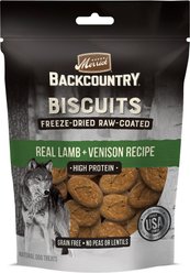 Merrick Backcountry Biscuits Real Lamb + Venison Recipe Grain-Free Freeze-Dried Raw Coated Dog Treats, 10-oz bag