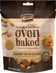 Merrick Oven Baked Paw'some Peanut Butter with Real Peanut Butter Dog Treats, 11-oz bag