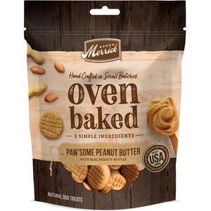 Merrick Oven Baked Paw'some Peanut Butter with Real Peanut Butter Dog Treats, 11-oz bag
