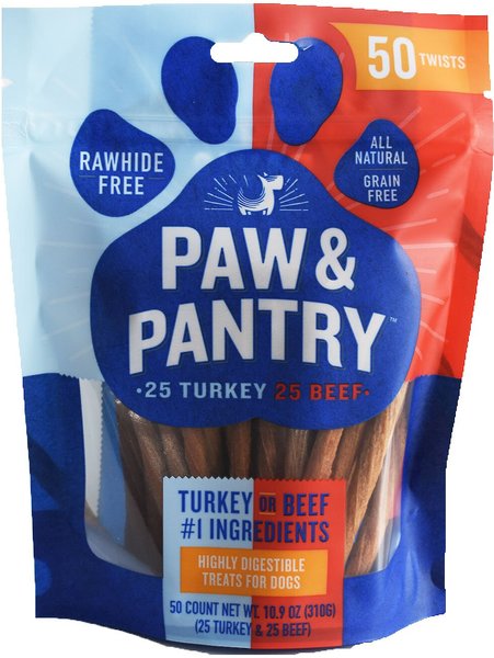 Paw & Pantry Turkey & Beef Twists Grain-Free Dog Treats, 50 count slide 1 of 6