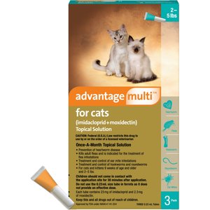 Advantage Multi Topical Solution for Cats, 2-5 lbs, (Turquoise Box), 3 Doses (3-mo. supply)