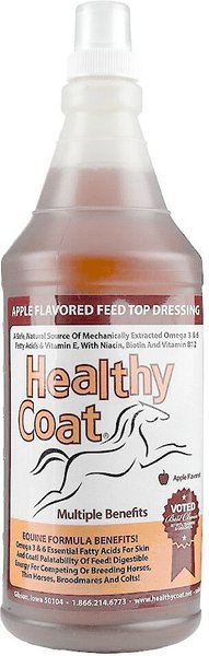 Healthy Coat Apple Flavored Feed Top Dressing Liquid Horse Supplement, 1-qt bottle slide 1 of 3