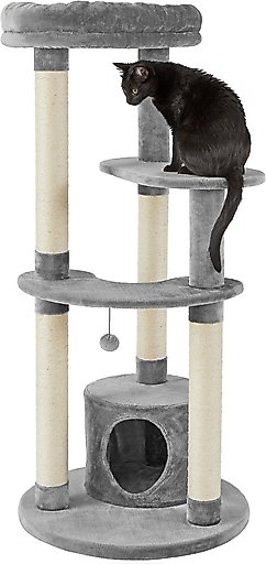Frisco 59.5-in Heavy Duty Faux Fur Cat Tree & Condo, Gray