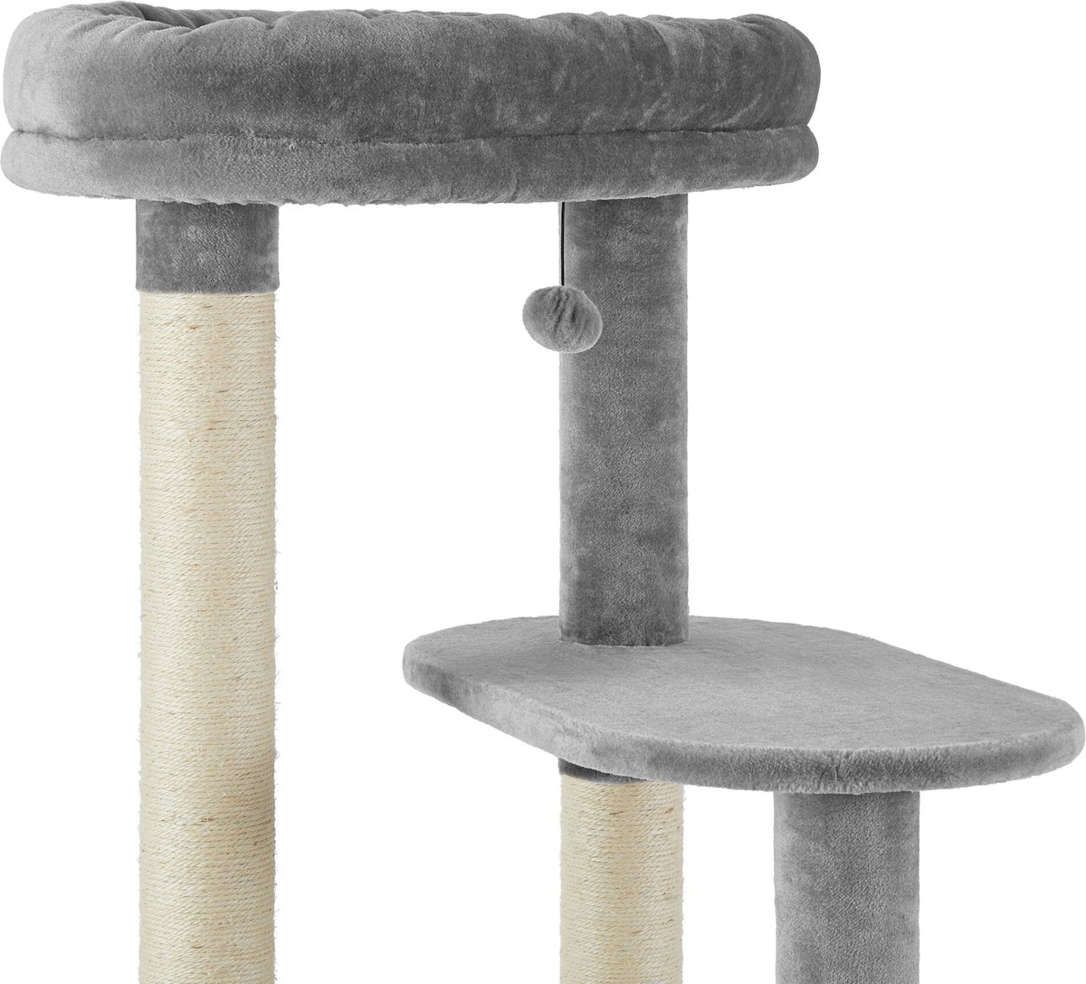 FRISCO 59.5in Heavy Duty Faux Fur Cat Tree & Condo, Gray