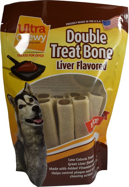 Ultra Chewy Double Treat Bone Liver Flavor Dog Treats, 8 count slide 1 of 1