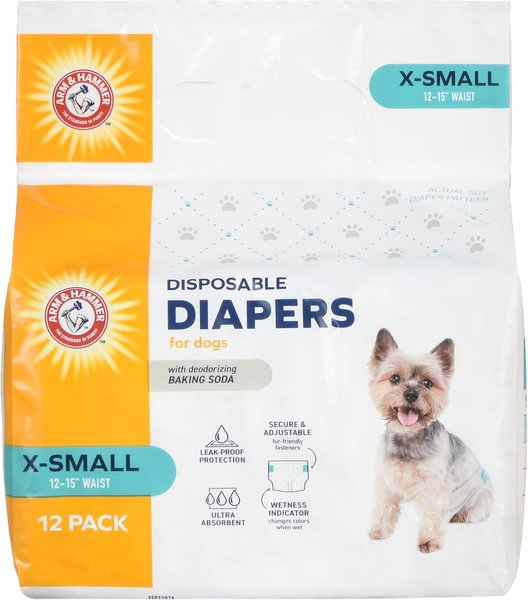 ARM & HAMMER PRODUCTS Core Disposable Female Dog Diapers, X-Small: 12 to 15-in waist, 12 count slide 1 of 4
