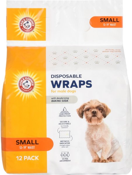 Arm & Hammer Core Disposable Male Dog Wraps, Small: 12 to 19-in waist, 12 count slide 1 of 4