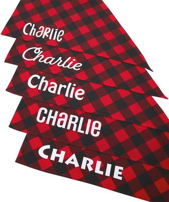 Show full view: Frisco Buffalo Plaid Printed Personalized Dog & Cat Bandana, Red, Small slide 6 of 9