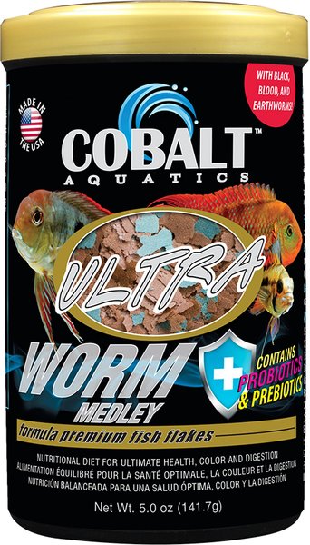 Cobalt Aquatics Ultra Worm Medley Flakes Fish Food, 5-oz jar slide 1 of 2