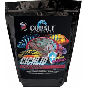 Cobalt Aquatics Cichlid Premium Flakes Fish Food, 16-oz tub