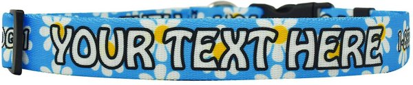 Yellow Dog Design Daisy Polyester Personalized Standard Dog Collar, Blue, Large slide 1 of 2