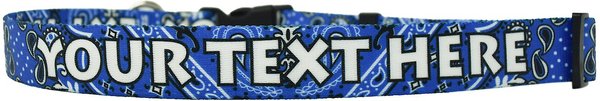Yellow Dog Design Paisley Polyester Personalized Standard Dog Collar, Blue, Large slide 1 of 2