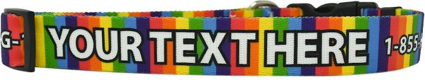 Yellow Dog Design Rainbow Stripes Polyester Personalized Standard Dog Collar, Small slide 1 of 2