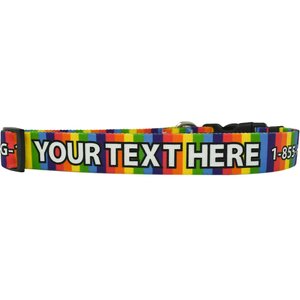 Yellow Dog Design Rainbow Stripes Polyester Personalized Standard Dog Collar, Large