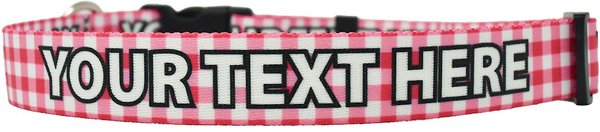Yellow Dog Design Gingham Polyester Personalized Standard Dog Collar, Pink, Large slide 1 of 2