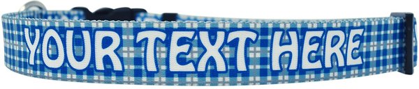 Yellow Dog Design Preppy Plaid Polyester Personalized Standard Dog Collar, Blue, Large slide 1 of 2