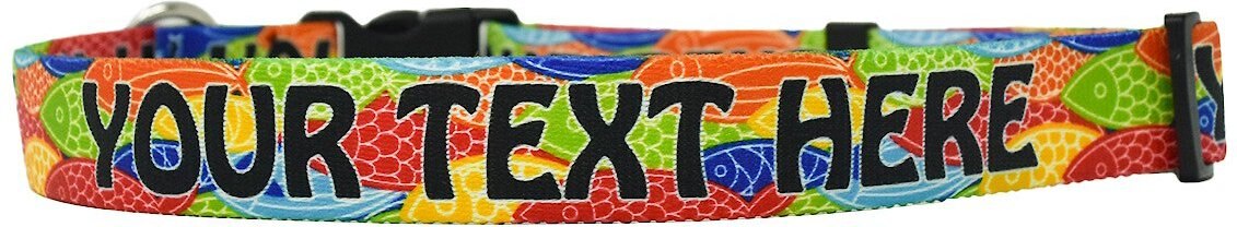 Yellow Dog Design Colorful Fish Polyester Personalized Standard Dog Collar