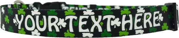 Yellow Dog Design Lucky Clovers Polyester Personalized Standard Dog Collar, Small slide 1 of 2