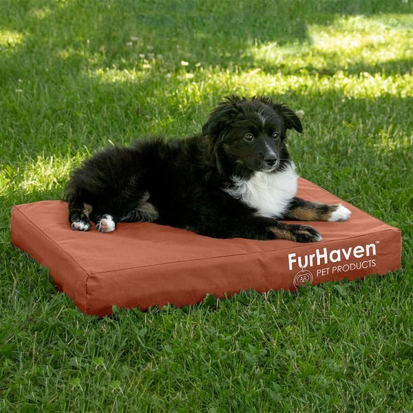 FurHaven Deluxe Oxford Orthopedic Indoor/Outdoor Dog & Cat Bed with Removable Cover, Small, Chestnut slide 1 of 9