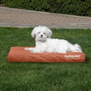 FurHaven Deluxe Oxford Orthopedic Indoor/Outdoor Dog & Cat Bed w/ Removable Cover, Medium, Chestnut
