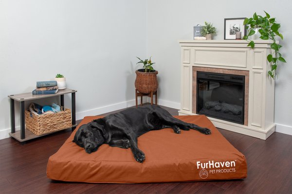 FurHaven Deluxe Oxford Orthopedic Indoor/Outdoor Dog & Cat Bed with Removable Cover, Jumbo Plus, Chestnut slide 1 of 9