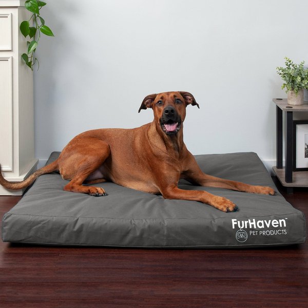 FurHaven Deluxe Oxford Orthopedic Indoor/Outdoor Dog & Cat Bed with Removable Cover, Jumbo, Stone Grey slide 1 of 9