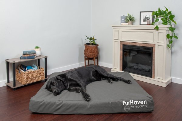 FurHaven Deluxe Oxford Orthopedic Indoor/Outdoor Dog & Cat Bed w/ Removable Cover, Jumbo Plus, Stone Grey slide 1 of 9