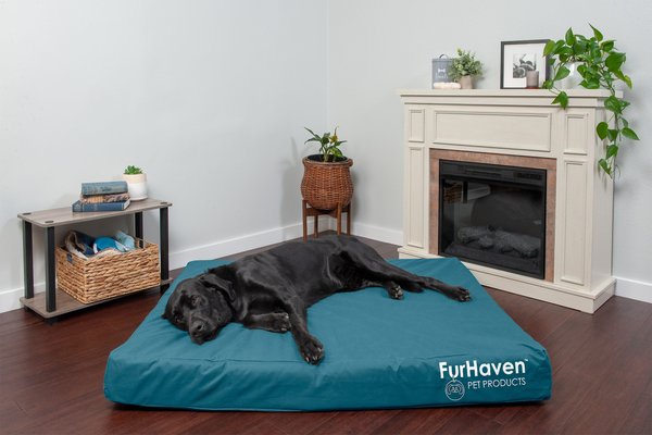 FurHaven Deluxe Oxford Orthopedic Indoor/Outdoor Dog & Cat Bed w/ Removable Cover, Jumbo Plus, Deep Lagoon slide 1 of 9
