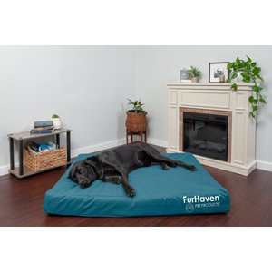 FurHaven Deluxe Oxford Orthopedic Indoor/Outdoor Dog & Cat Bed w/ Removable Cover, Jumbo Plus, Deep Lagoon