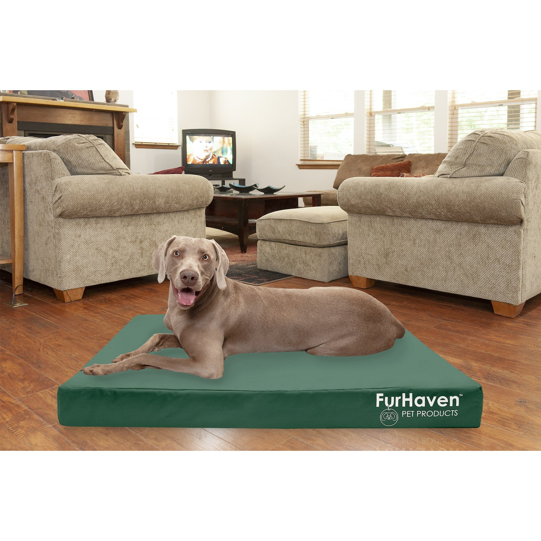 FurHaven Deluxe Oxford Cooling Gel Indoor/Outdoor Dog & Cat Bed with Removable Cover, Jumbo Plus, forest