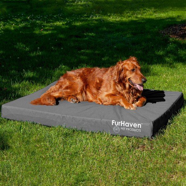 FurHaven Deluxe Oxford Cooling Gel Indoor/Outdoor Dog & Cat Bed with Removable Cover, Jumbo, Stone Grey slide 1 of 9