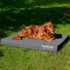 FurHaven Deluxe Oxford Cooling Gel Indoor/Outdoor Dog & Cat Bed with Removable Cover, Jumbo, Stone Grey