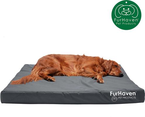 Show full view: FurHaven Deluxe Oxford Cooling Gel Indoor/Outdoor Dog & Cat Bed with Removable Cover, Jumbo, Stone Grey slide 4 of 10