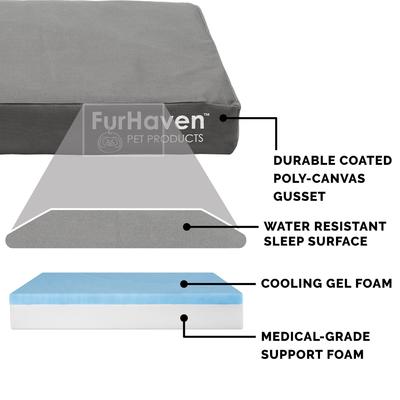Show full view: FurHaven Deluxe Oxford Cooling Gel Indoor/Outdoor Dog & Cat Bed with Removable Cover, Jumbo, Stone Grey slide 6 of 10