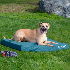 FurHaven Deluxe Oxford Cooling Gel Indoor/Outdoor Dog & Cat Bed with Removable Cover, Large, Deep Lagoon