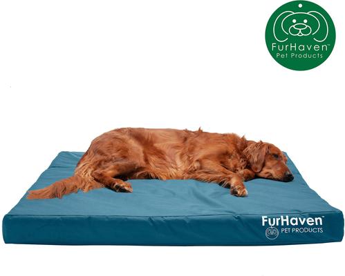 Show full view: FurHaven Deluxe Oxford Cooling Gel Indoor/Outdoor Dog & Cat Bed with Removable Cover, Jumbo, Deep Lagoon slide 4 of 10
