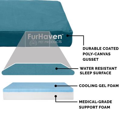 Show full view: FurHaven Deluxe Oxford Cooling Gel Indoor/Outdoor Dog & Cat Bed with Removable Cover, Jumbo, Deep Lagoon slide 6 of 10