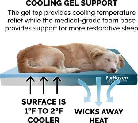 Show full view: FurHaven Deluxe Oxford Cooling Gel Indoor/Outdoor Dog & Cat Bed with Removable Cover, Jumbo, Deep Lagoon slide 7 of 10