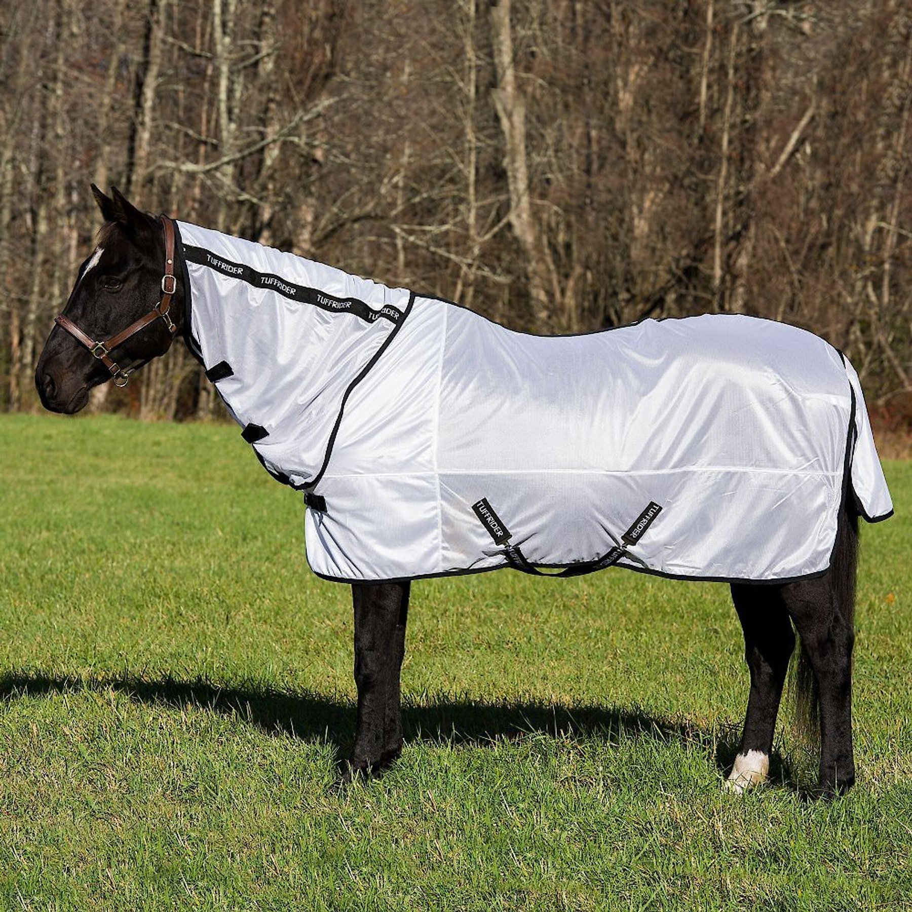 TuffRider Comfy Mesh Combo Neck Horse Fly Sheet, White, 69-in