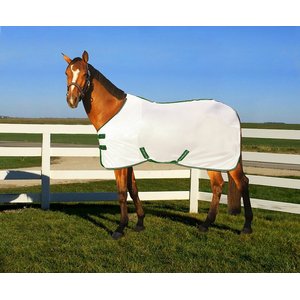 TuffRider Comfy Mesh Horse Fly Sheet, Glacier Grey with Green Trim, 69-in