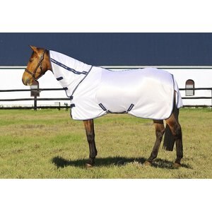 thumbnail interactive-video image 1 of Silverline Goliath Hercules Equine Fly Sheet – Durable Medium Weight Mesh Pest Control Blanket For Horses, Grey Mesh With Black Trim, Sizes 69" - 86" (78 1 of 10
