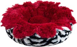 Bessie + Barnie Ultra Plush Luxury Shag Deluxe Lily Pod Reversible Pillow Cat & Dog Bed, Lipstick/ Zebra slide 2 of 6
