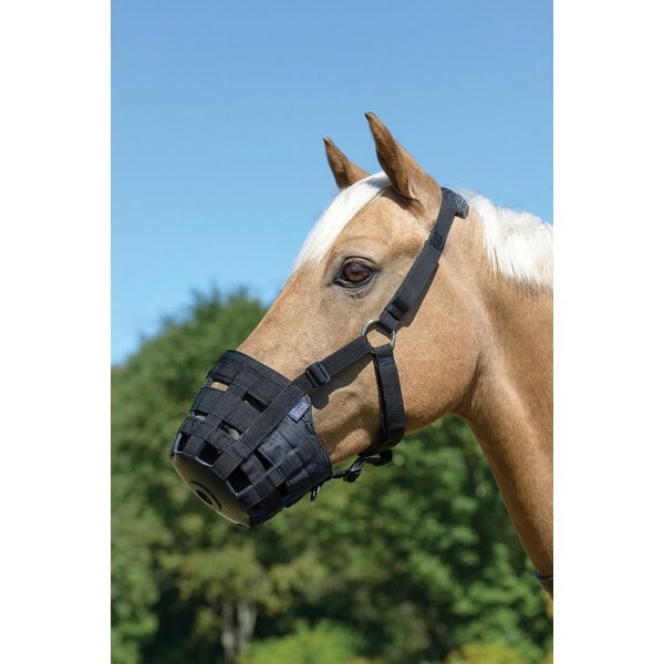 Shires Equestrian Comfort Grazing Muzzle Nylon with Throatlatch and Rubber Base 