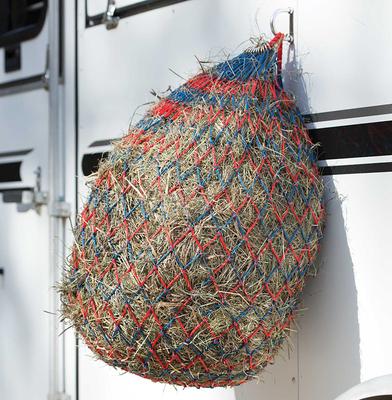 Show full view: Shires Equestrian Products Deluxe Horse Hay Net, 40-in, Navy/Red slide 2 of 2