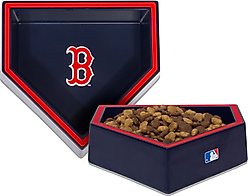 Nap Cap MLB Home Plate Non-Skid Melamine Dog & Cat Bowl, Boston Red Sox, 3-cup