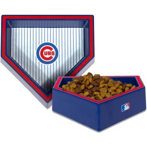 Nap Cap MLB Home Plate Non-Skid Melamine Dog & Cat Bowl, Chicago Cubs, 3-cup