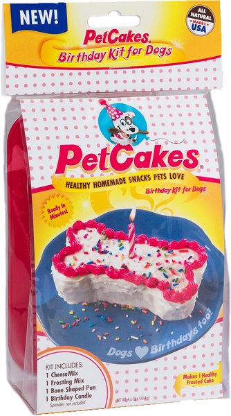 PetCakes Cheese Flavor Microwaveable Birthday Cake Mix Kit with Bone Shaped Pan Dog Treats, 5.5-oz box slide 1 of 3